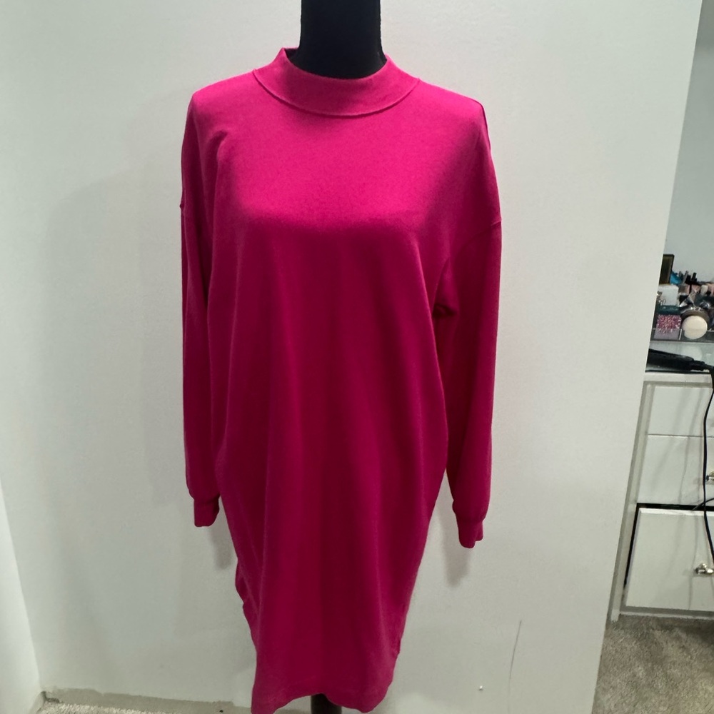 GAP Fuchsia Long Sleeve Sweatshirt Dress